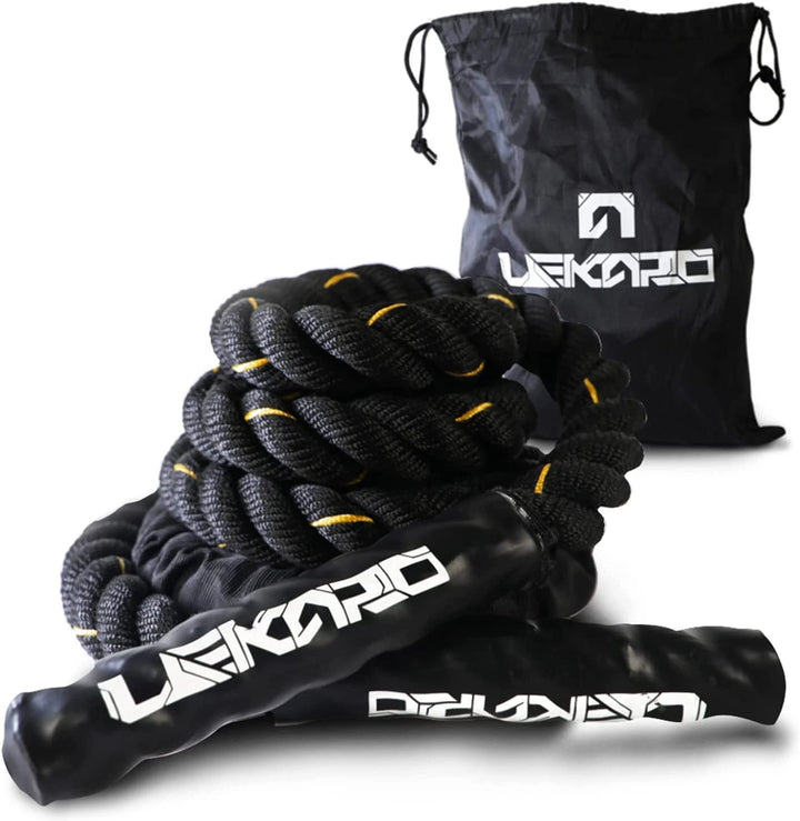 Premium Weighted Jump Rope – 9ft/9.8ft Heavy Skipping Battle Rope for Power & Strength Training – Durable Polyester, Comfort Handles – Full Body & Core Workout for Agility & Endurance