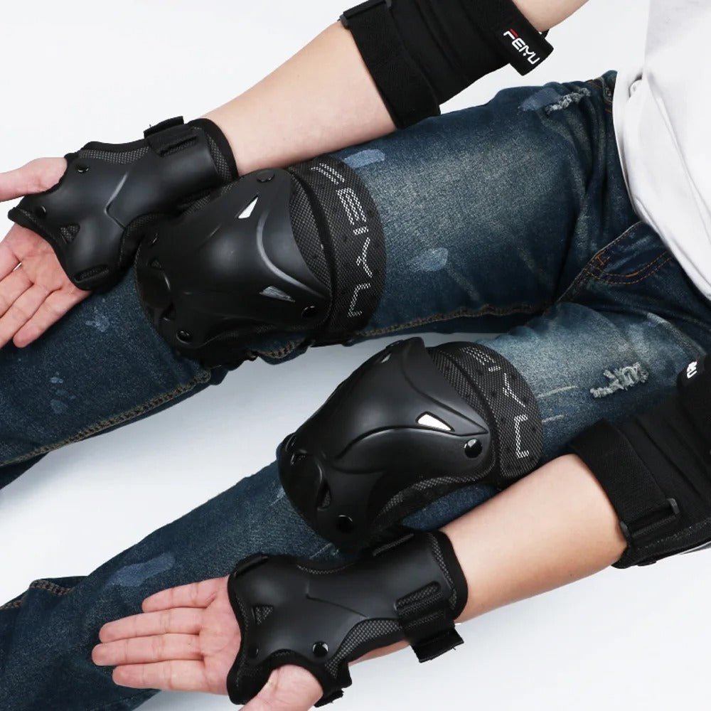 Premium Protective Gear Set for Kids & Adults – Elbow, Knee, Wrist Pads for Skateboarding, Roller Skating, BMX, Cycling, & Outdoor Sports – Adjustable, Breathable, Shockproof Safety Pads