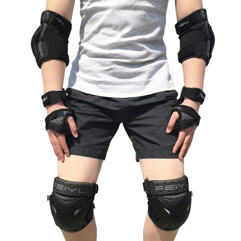Premium Protective Gear Set for Kids & Adults – Elbow, Knee, Wrist Pads for Skateboarding, Roller Skating, BMX, Cycling, & Outdoor Sports – Adjustable, Breathable, Shockproof Safety Pads