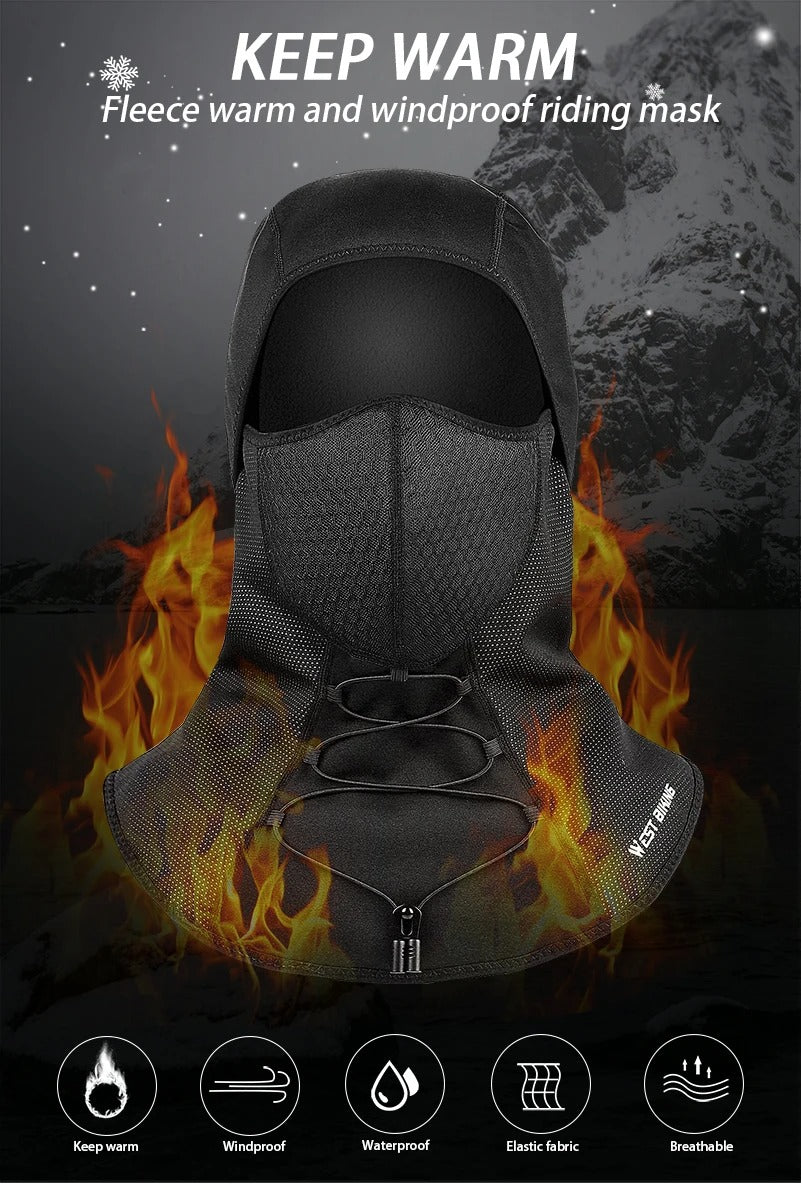 Premium Winter Cycling Face Mask – Fleece Thermal Balaclava, Windproof Ski Mask, Snowboard Cap, Adjustable Drawstring, Nylon Lycra for Ultimate Warmth and Comfort