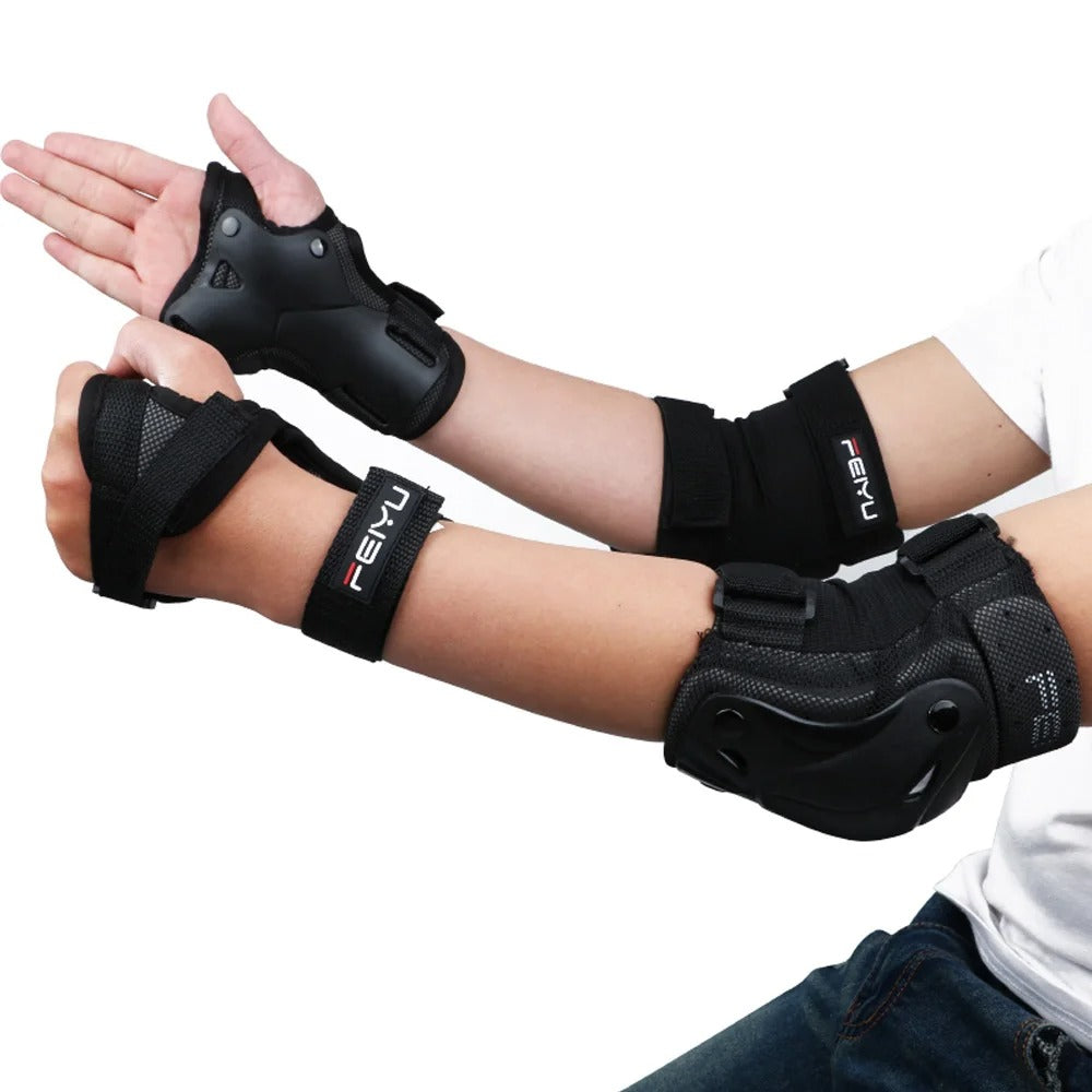 Premium Protective Gear Set for Kids & Adults – Elbow, Knee, Wrist Pads for Skateboarding, Roller Skating, BMX, Cycling, & Outdoor Sports – Adjustable, Breathable, Shockproof Safety Pads