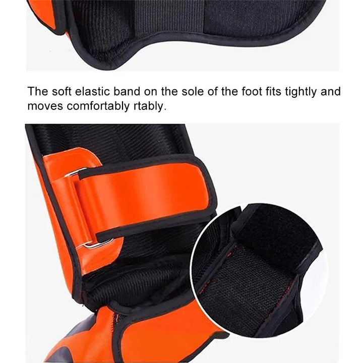Premium Kickboxing Shin Guard Pads – Muay Thai, Boxing, MMA Leg Protector, Sanda, Wushu, Taekwondo Ankle Guards for Men & Women, EVA Soft PU Leather, Sizes S/M/L