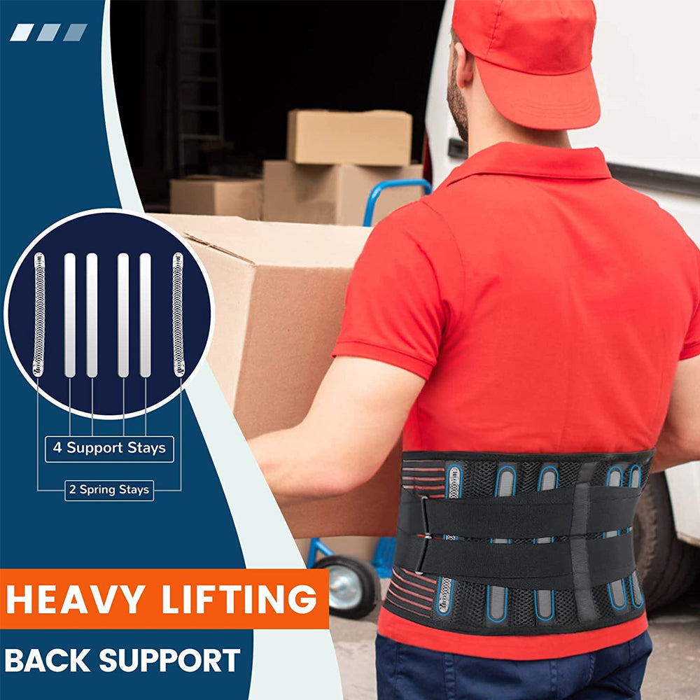 Premium Back Brace for Lower Back Pain Relief – Lumbar Support Belt for Heavy Lifting, Sciatica, Herniated Disc, Men & 