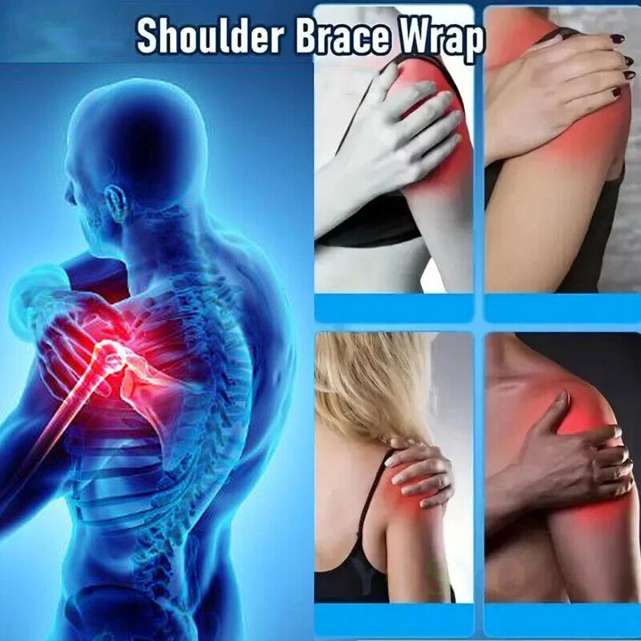 Premium Adjustable Shoulder Brace for Sports, Back Pain Relief, Compression Support, Double Bandage Strap, Lightweight  