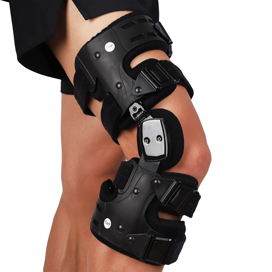 Premium Adjustable Hinged Knee Brace for Postoperative Recovery, ROM Immobilizer for ACL, MCL, Meniscus Tear, and Ligament 