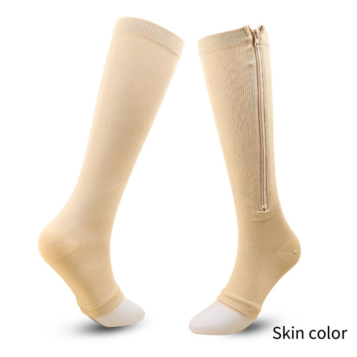 Premium Zipper Compression Socks with Open Toe – 15-20 mmHg, for Men & Women, Lightweight Support for Pregnancy, Swelling, 