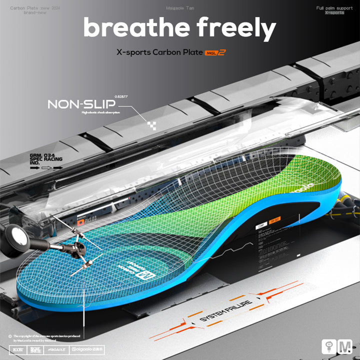 Premium Basketball Insoles with Customized Carbon Plate for High Strength, Elasticity & Speed – Anti-Return Technology for 