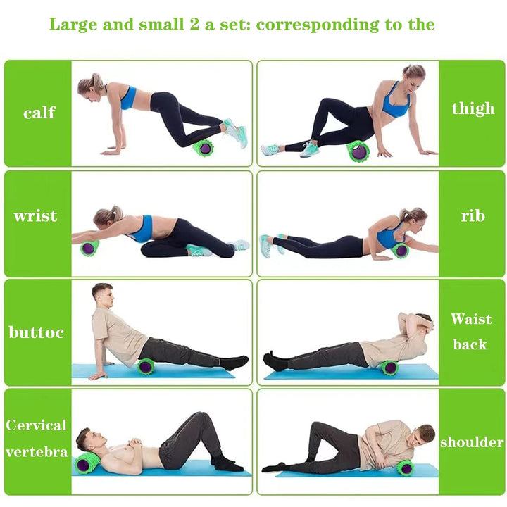 Premium Yoga Foam Roller for Muscle Recovery and Back Massage, 33*14cm Grid Axis Design, High-Density Foam, Ideal for Muscle Pain Relief, Flexibility Training, and Myofascial Release - StrengthXPhysiotherapy