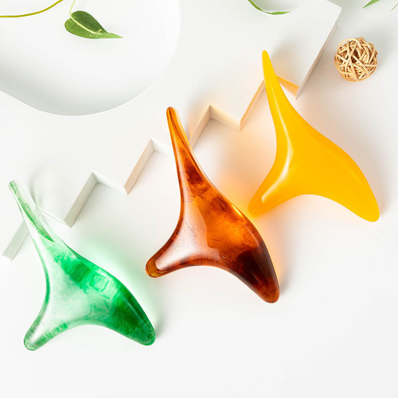 Premium Amber Resin Gua Sha Scraping Tool for Foot Massage and Relaxation, Antibacterial Beeswax Material, Ergonomic Handle,