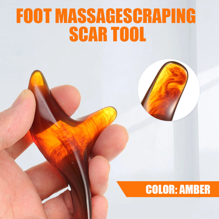 Premium Amber Resin Gua Sha Scraping Tool for Foot Massage and Relaxation, Antibacterial Beeswax Material, Ergonomic Handle,