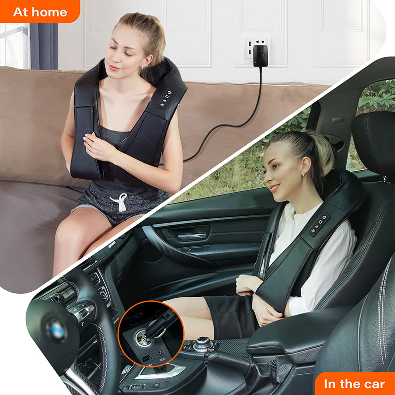 Luxury Shiatsu Neck, Back & Shoulder Massager with Heat, 4D Deep Kneading for Full Body Muscle Relief, Electric Massage Pillow for Legs & Tissue Stress - StrengthXPhysiotherapy