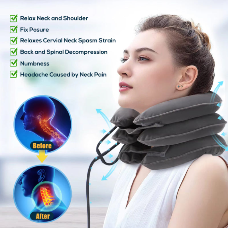 High-Quality Inflatable Neck Collar Pillow for Cervical Traction & Posture Correction, Orthopedic Pain Relief for Neck,