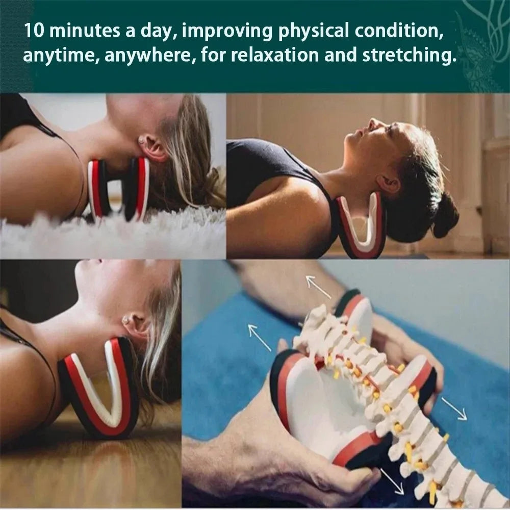 Premium Cervical Neck Traction Pillow for Neck and Shoulder Relief, Portable Spine Stretching Neck Orthoses for Cervical