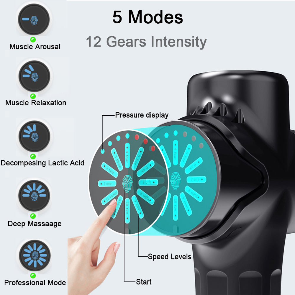 Premium 24V Deep Tissue Massage Gun with Hot & Cold Compress, 12 Heads, High-Frequency Muscle Relaxation for Neck, Shoulder & Full Body Recovery - StrengthXPhysiotherapy