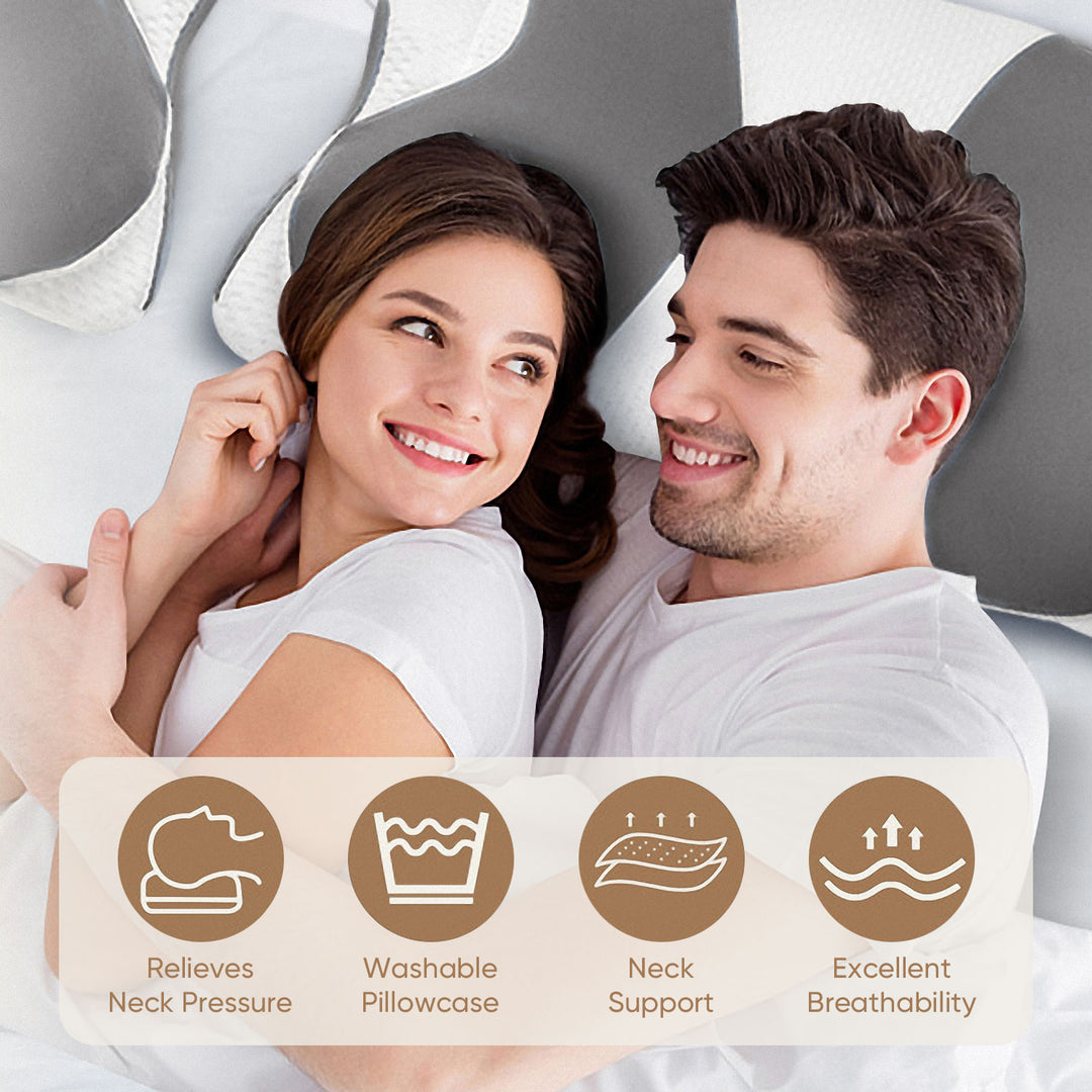 High-Quality Ergonomic Memory Foam Cervical Pillow - Neck & Shoulder Support, Adjustable for Side, Back & Stomach Sleepers,