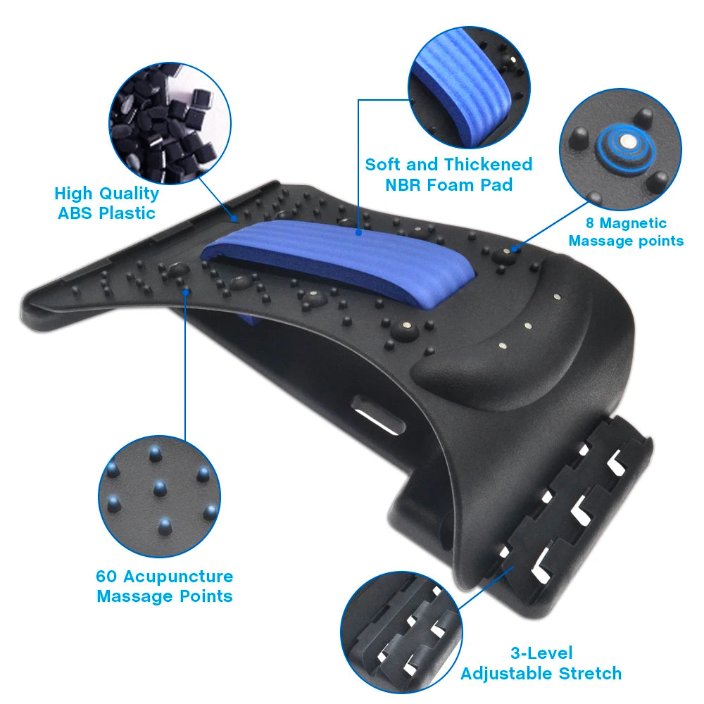 High-Quality 4-Level Neck & Back Stretcher with Magnetotherapy - Adjustable Cervical Spine Support for Pain Relief, Lumbar and Upper Back Massage Tool for Home & Office - StrengthXPhysiotherapy