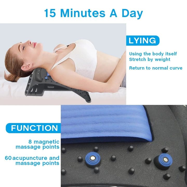 High-Quality 4-Level Neck & Back Stretcher with Magnetotherapy - Adjustable Cervical Spine Support for Pain Relief, Lumbar and Upper Back Massage Tool for Home & Office - StrengthXPhysiotherapy
