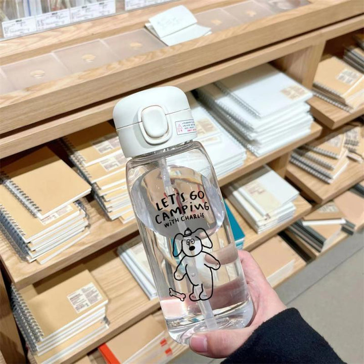 Premium 600ml Eco-Friendly Water Bottle with Straw - Large Capacity, Drop-Resistant, Portable PC Plastic Cup for Home, 