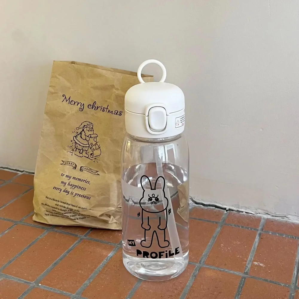 Premium 600ml Eco-Friendly Water Bottle with Straw - Large Capacity, Drop-Resistant, Portable PC Plastic Cup for Home, 