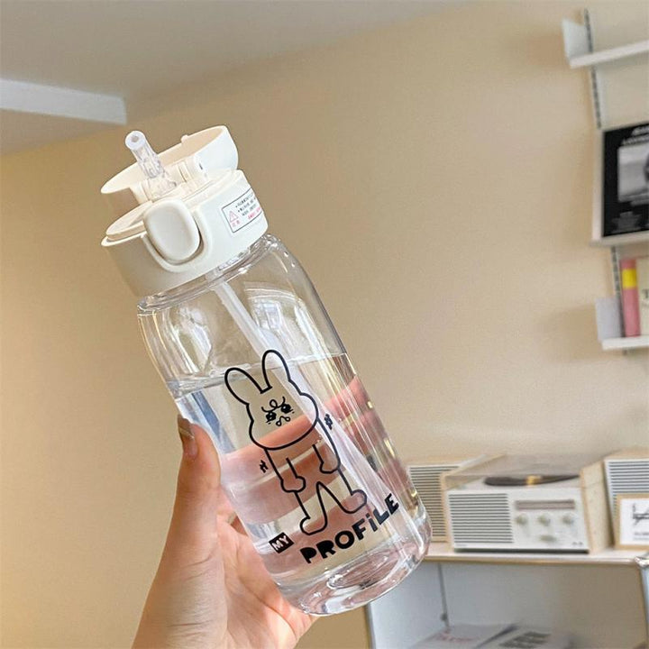 Premium 600ml Eco-Friendly Water Bottle with Straw - Large Capacity, Drop-Resistant, Portable PC Plastic Cup for Home, 