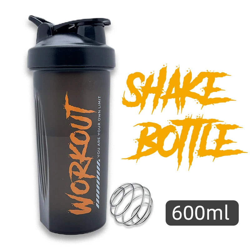 Premium 600ML Shaker Bottle – BPA-Free Sports Water Bottle with Protein Mixer – Portable Travel Cup with Stainless Steel 