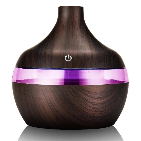Premium 7-Color LED Aroma Diffuser & USB Humidifier – 300ml Wood Grain Essential Oil Vaporizer for Home, Room, Office