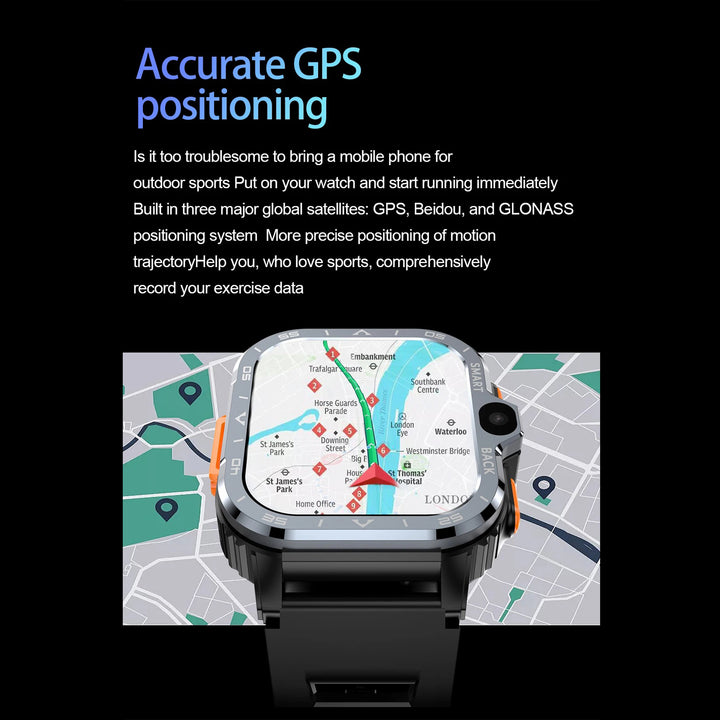 Premium 4G Android Smartwatch for Men – 2.03" HD Dual Camera, GPS, 64GB ROM, NFC, Wi-Fi, Bluetooth, Heart Rate Monitoring, Step Counter, SIM Card Support - StrengthXPhysiotherapy