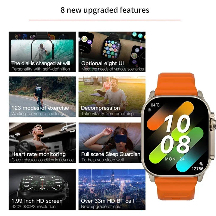 Luxury Smartwatch for Men & Women – 49mm Bluetooth GPS Tracker, NFC, Music Control, Wireless Charging, High-End Fitness Watch – Health Monitoring - StrengthXPhysiotherapy