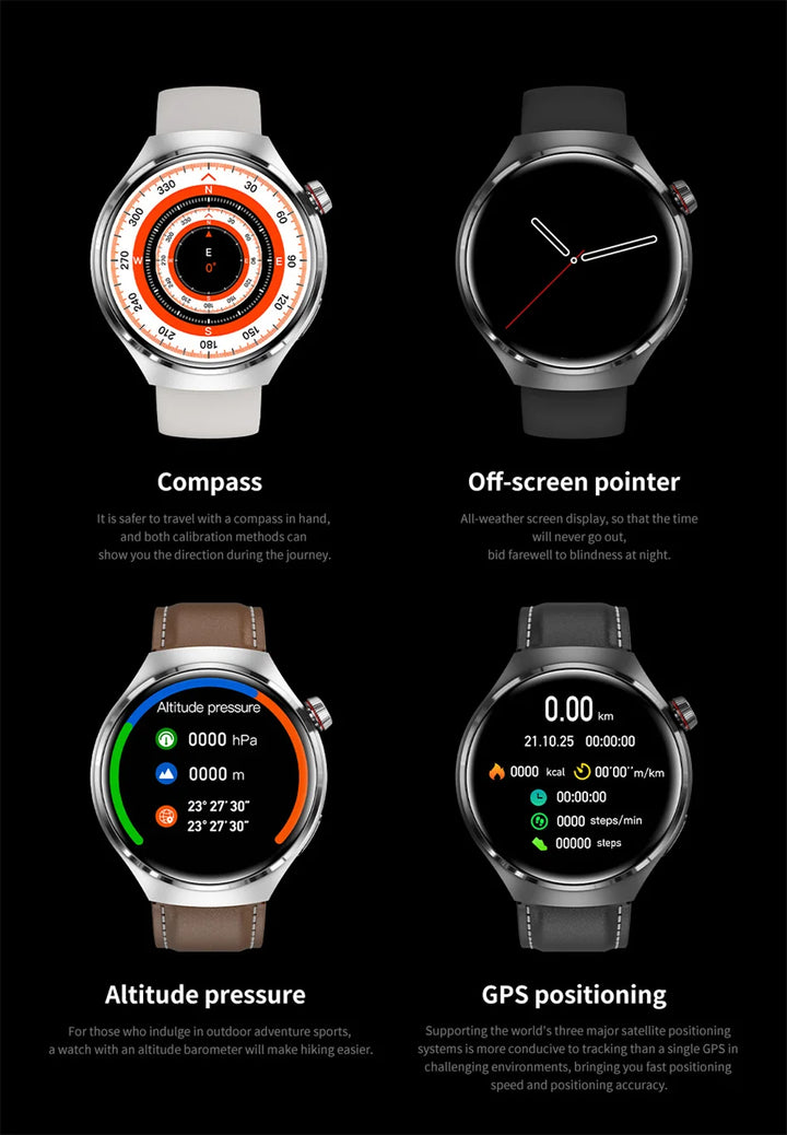 Premium GPS Smart Watch for Men & Women | 360° AMOLED Display, NFC, Bluetooth Call, IP68 Waterproof, Heart Rate Monitor, Fitness Tracker, Sleep Monitoring, Multi-Sport Modes - StrengthXPhysiotherapy