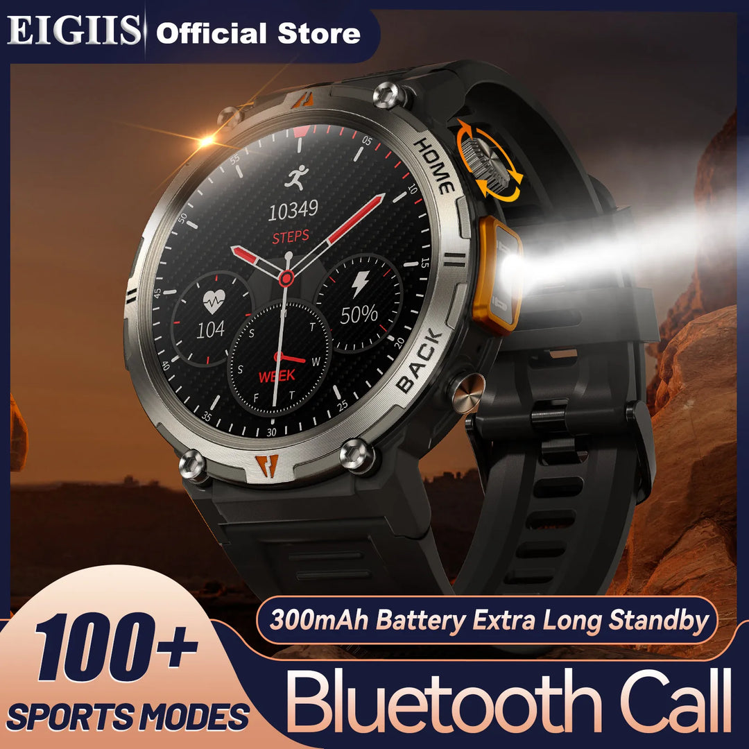 Premium Smart Watch for Men, Bluetooth Call, Full Touchscreen, Health Monitor, IP68 Waterproof, Fitness Tracker, Flashlight, Custom Faces, iOS & Android Compatible - StrengthXPhysiotherapy