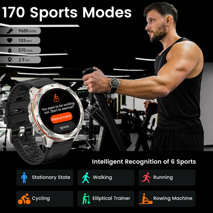 Premium Ultra GPS Smartwatch for Men, 470mAh AMOLED Fitness Tracker, Bluetooth, Digital Watch with AOD, Heart Rate Monitor, Activity Tracker & More - StrengthXPhysiotherapy