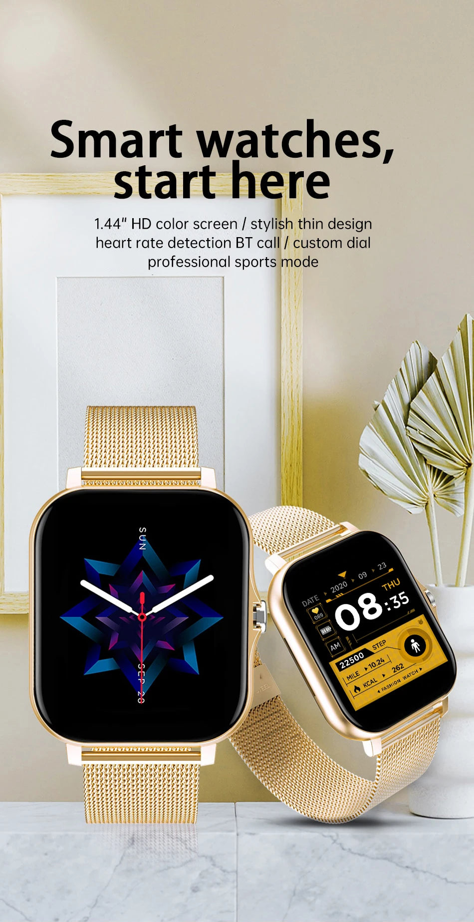 Luxury Smartwatch Android OS - 1.44" Full Touch Color Screen, Bluetooth, Custom Dial, for Men & Women, Smart Watch with Call Feature - StrengthXPhysiotherapy