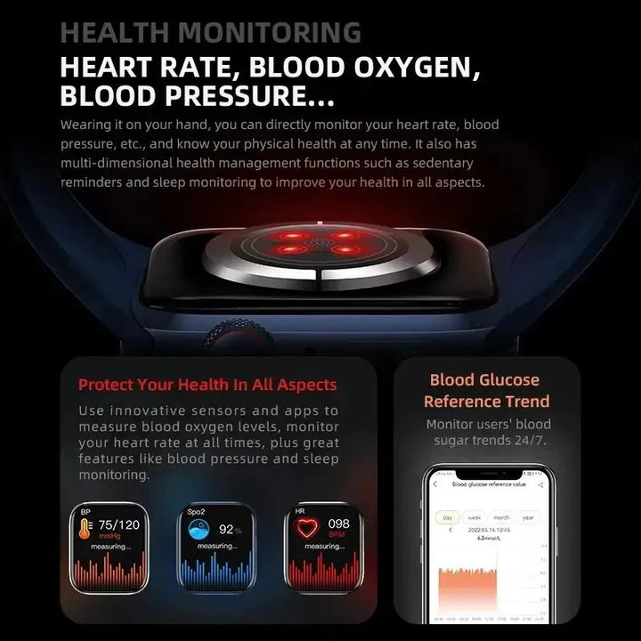 Premium GPS Smart Watch for Men & Women - Always On Display, Body Temp Monitoring, Bluetooth Call, NFC, Compatible with iOS & Android, High-Resolution - StrengthXPhysiotherapy