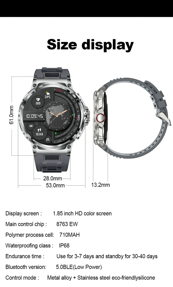 Premium 1.85-inch Ultra HD Smartwatch – GPS Tracking, Bluetooth Calls, 710mAh Battery, Fitness & Health Monitor, Activity Tracker, Compatible with iOS, Android - StrengthXPhysiotherapy