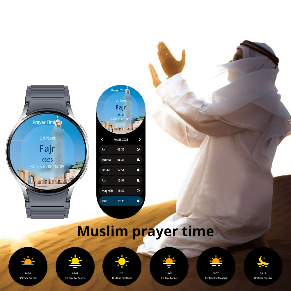 Premium AMOLED Smartwatch with AI, Bluetooth Calling, 100+ Sports Modes, IP68 Waterproof, Prayer Alerts, Health & Fitness 