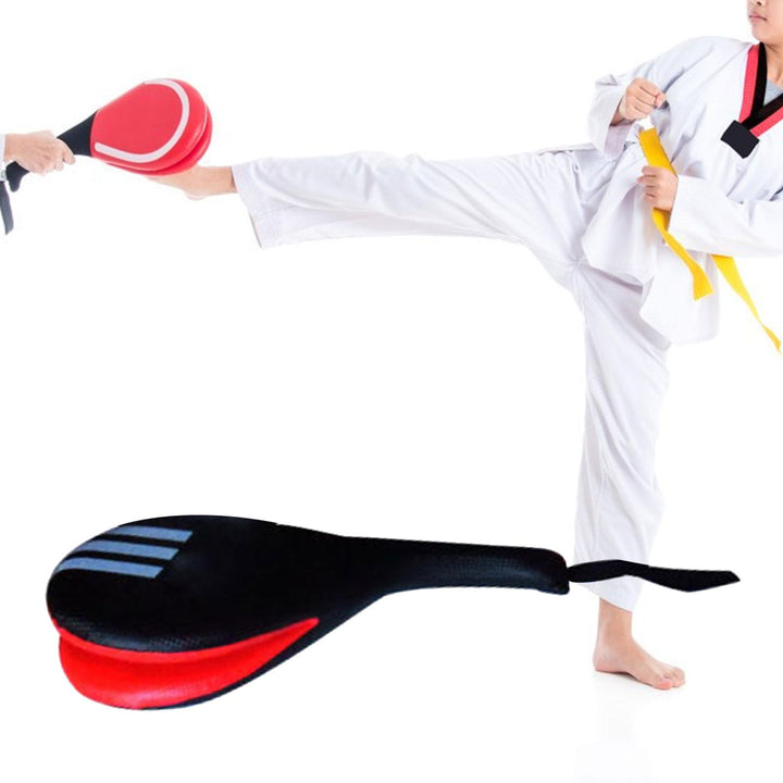 Premium Taekwondo Foot Target Kick Pad – Boxing, Kickboxing, & Sanda Training Equipment – Durable PU Leather, High Elastic Sponge – Double Target Design for High & Low Kicks – Buzz Sound & Wrist Grip – 40x20x8cm - StrengthXPhysiotherapy