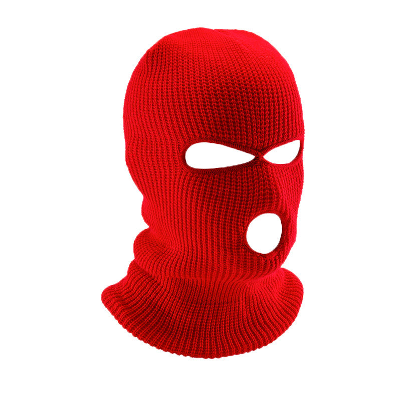 Premium Windproof Full Face Ski Mask – Men’s Wool Balaclava with 3 Holes, Warm Knit Winter Hat, Custom Embroidery, 16 Color