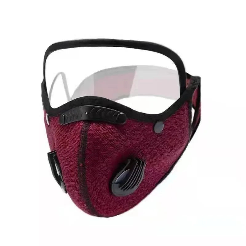 Premium Cycling Face Mask with Goggles – Dustproof Protective Mask with Replaceable Carbon Filter, Breathable Mesh, 