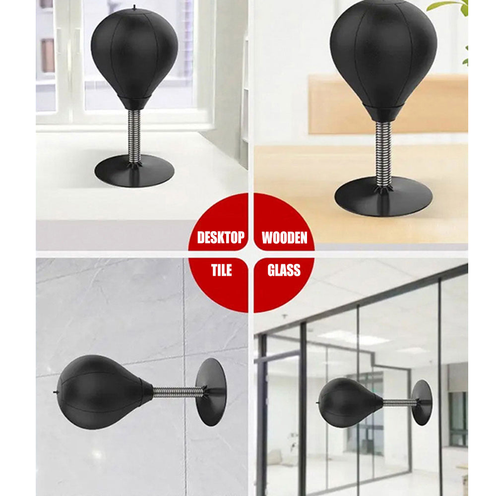 Premium Stress Relief Punching Bag – Desktop Boxing Speed Ball with Suction Cup Base – Inflatable Foam Spring for Reflex & 