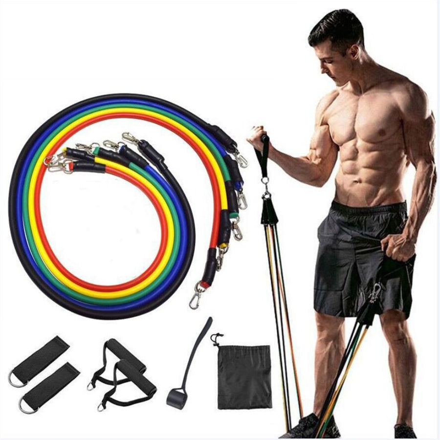 Premium 11pcs TPE Resistance Bands Set – Includes Door Anchor, Handles, Leg Ankle Straps, Carry Bag for Home Gym, Full Body 