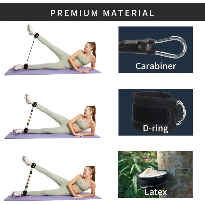 Premium Ankle Resistance Bands with Cuffs – Adjustable Leg & Butt Training Bands, 3 Resistance Levels (10/20/30 lb), for 